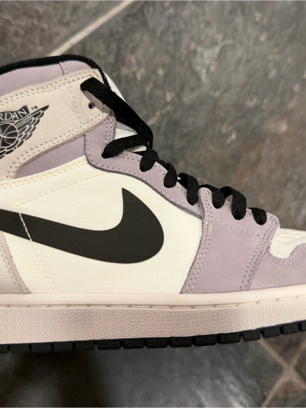 Jordan Air 1 High Top White, Lavender & Black Women’s Sneaker